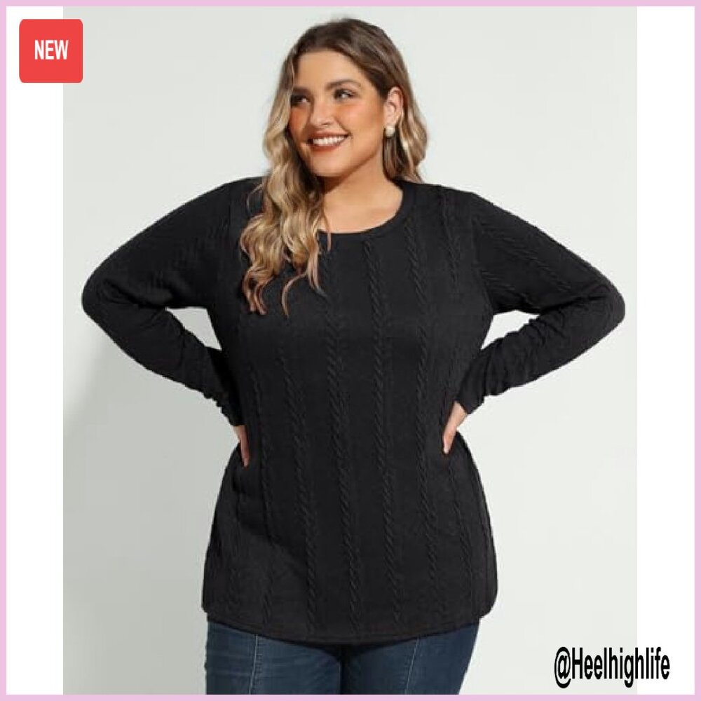 Plus Size Cable Knit Pullover Sweater Lightweight… - image 4